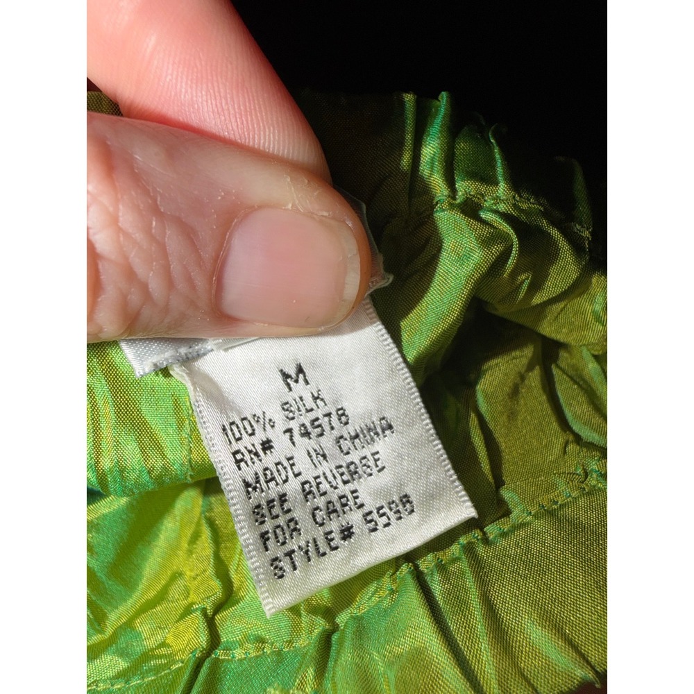 Vintage Cache 100% Silk Y2K Crinkle Maxi Skirt Fairy Forest Whimsigoth Tiered M - Picture 7 of 7